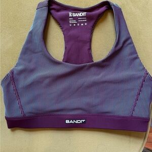 Bandit Running Striped Cadence Scoop Neck Run Bra